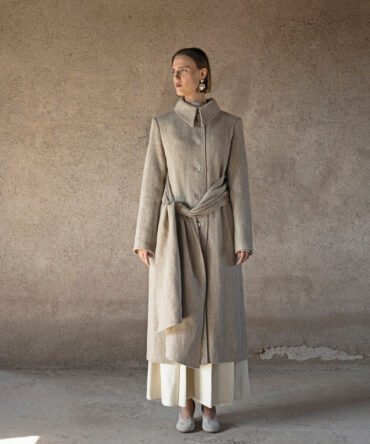 AP003 - Criss Cross Raw Hemp Peasant Coat