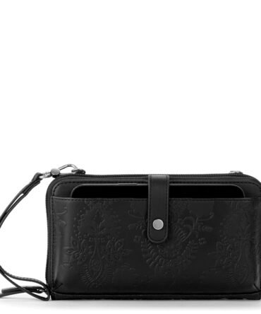 Smartphone Wallet - EcoTwill - Black Floral Embossed