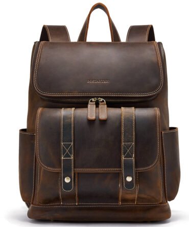 Vintage Laptop Backpack 15.6'' - Handcrafted Crazy Horse Leather