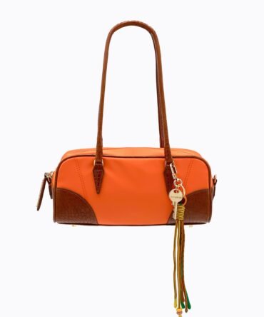 Brisk Barrel Bag - Orange / Tan