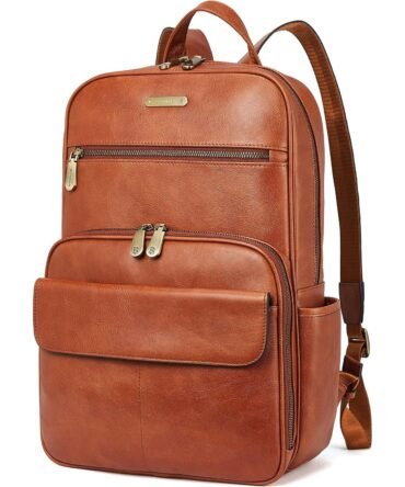 Slim Brown Leather 15.6 Inch Laptop Backpack